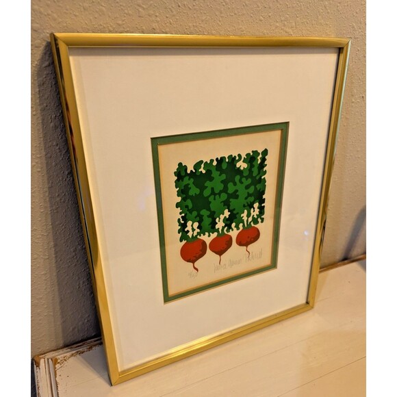 Vintage Janice Garnon Mitchell Original Print Radishes Numbered and Signed - Picture 5 of 11